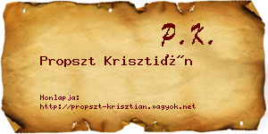 Propszt Krisztián névjegykártya